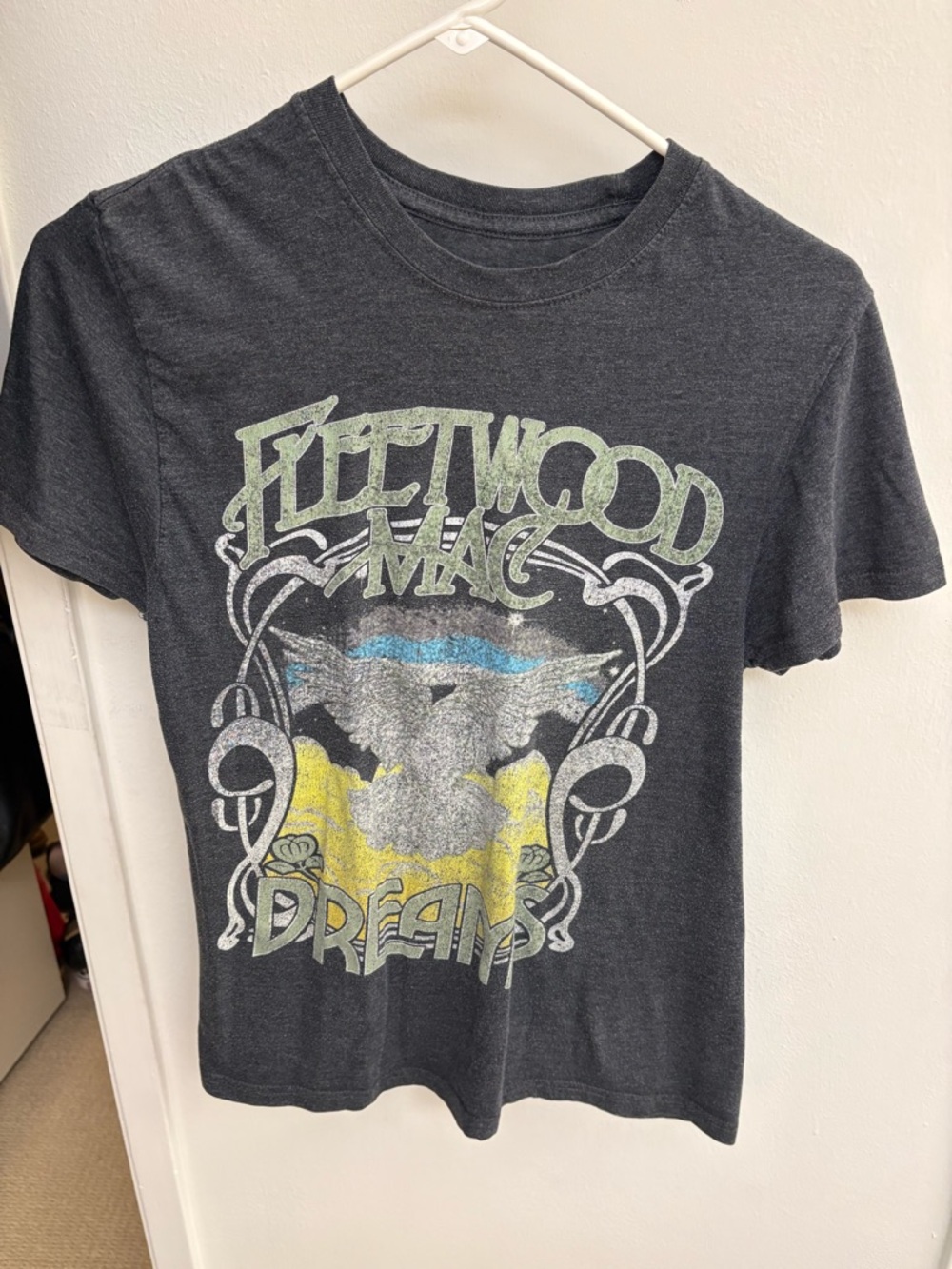Target Black Fleetwood Mac Graphic Tee with Yellow & Blue Print